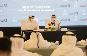HE Sami Al Qamzi and HE Saeed Hareb during the signing of the agreement.
