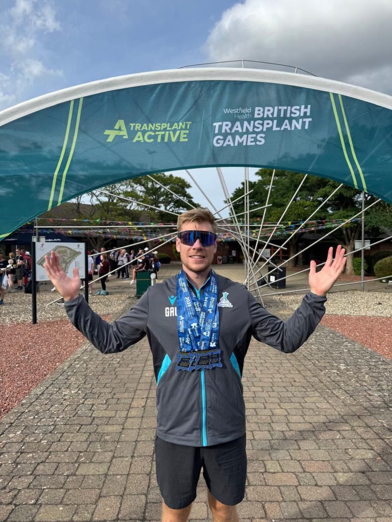 Gus Ardley-Whitehead with his medals at the British Transplant Games